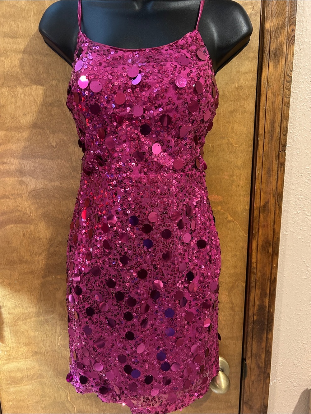 Fuchsia Sequin Mini Dress - Sleeveless Homecoming Dress